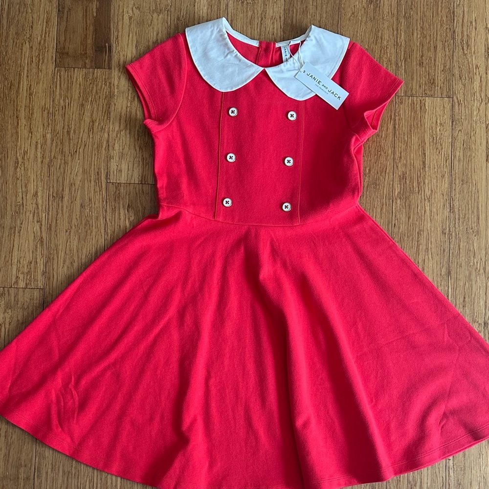 Red Kids Dress with White Collar
